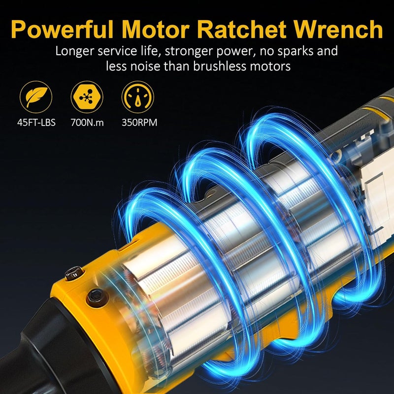 RAYLEEY Cordless Ratchet Wrench for Dewalt 20V Battery, 3/8" Electric Ratchet Set 45 Ft-lbs (60 N.m), Variable Speed control, 580RPM Power, 8 Sockets (9/10/11/12/13/14/15/17mm) - No Battery - Image 2
